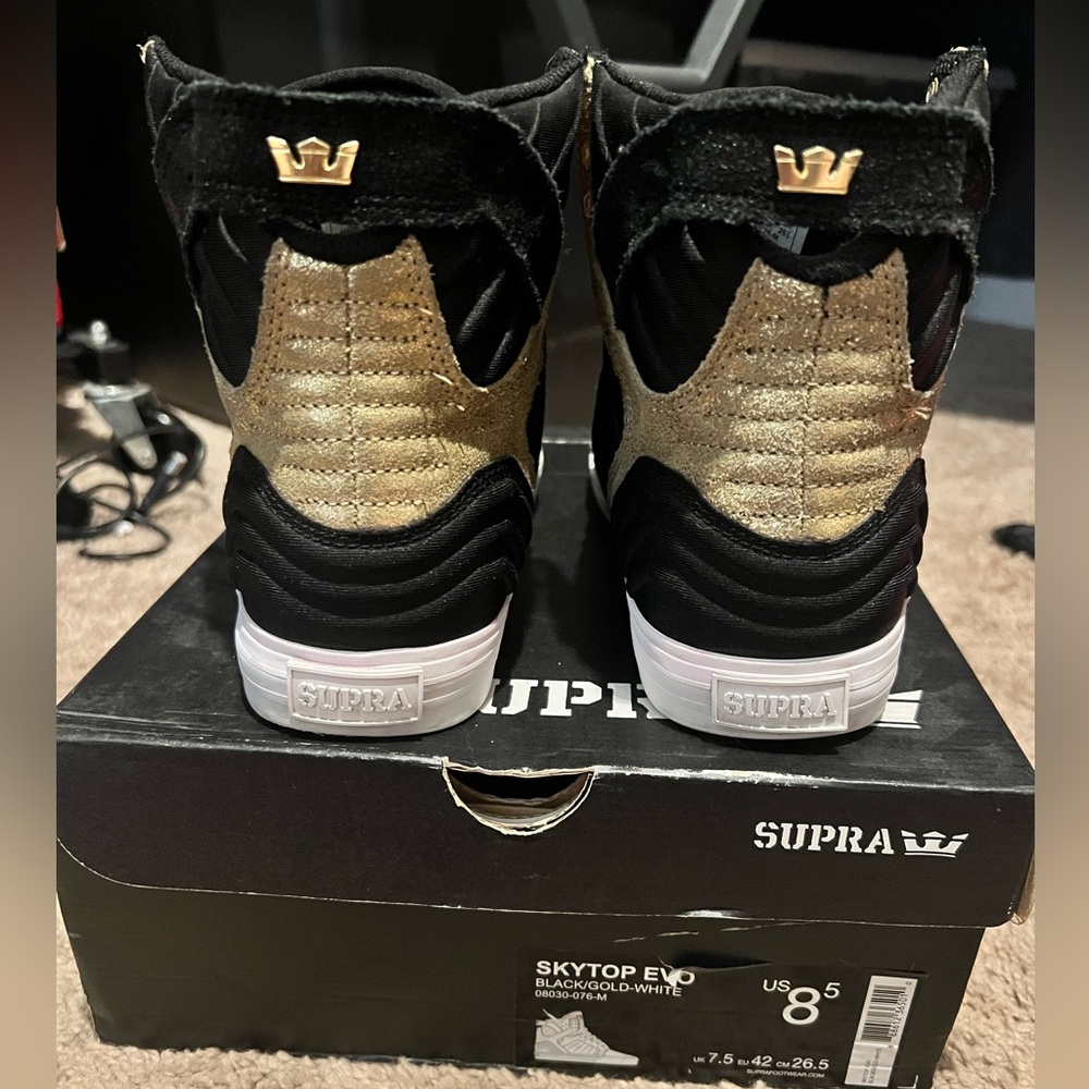 Supra Skytop Evo Black with Gold Accents Sneakers - Picture 3 of 6